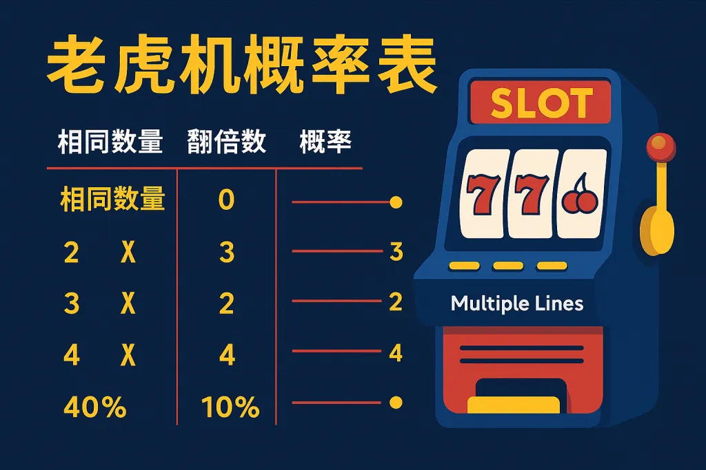 老虎機概率表及多線投注示意圖